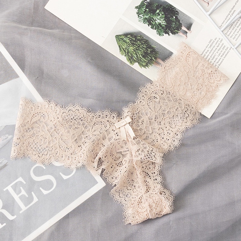 Quần Lót Nữ Ren Lọt Khe Chữ V Đính Nơ Nhỏ Họa Tiết Điệu Đà Quyến Rũ 8002
