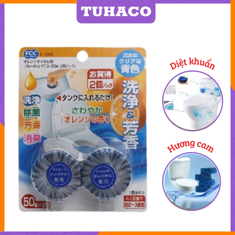 Viên tẩy bồn cầu siêu sạch Nhật Bản (hương cam) - vỉ 2 viên