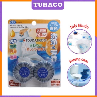 Viên tẩy bồn cầu siêu sạch Nhật Bản (hương cam) - vỉ 2 viên