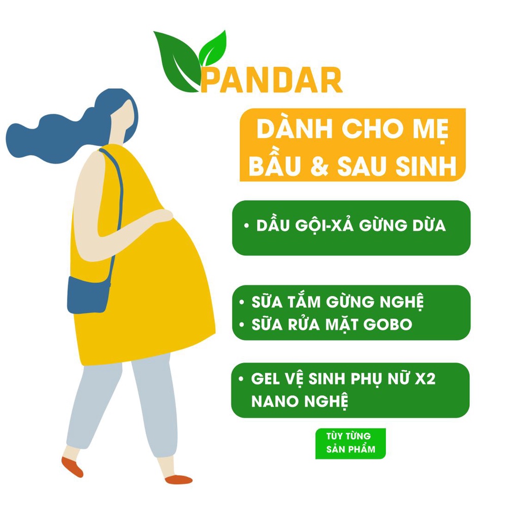 Dầu gội xả gừng dừa sữa tắm gừng nghệ dung dịch vệ sinh phụ nữ sữa rửa mặt cho các mẹ bầu và sau sinh PANDARR