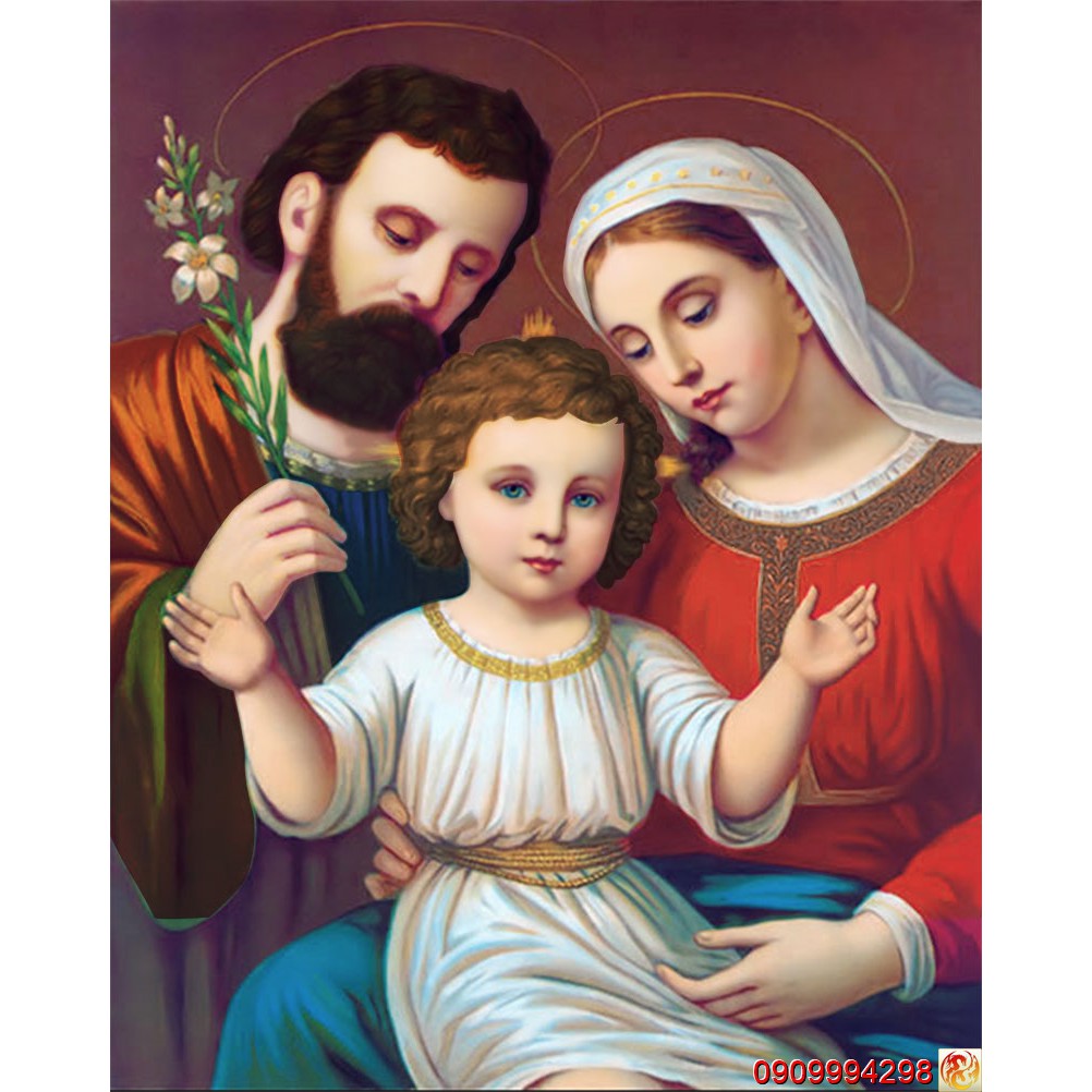 Tranh dán tường 3d hình Tiệc Ly Chúa Jesus, Gia Đình Thánh Gia