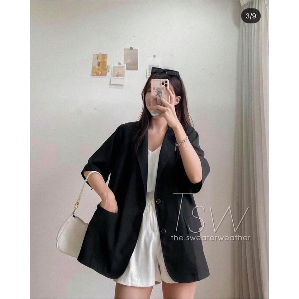 Áo Khoác Blazer Tay Ngắn chất voan Style Hàn Quốc Năng Động