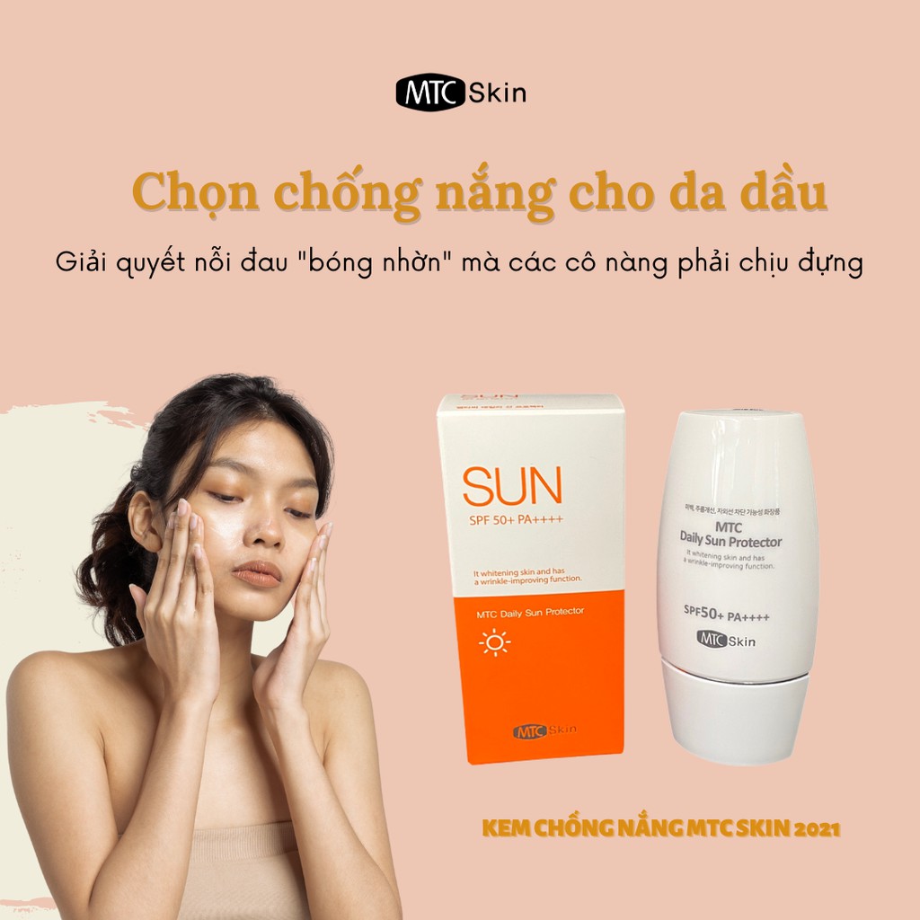 Kem nền chống nắng Blemish Balm, Daily Sun Protector- MTC Skin dưỡng da mịn màng, trắng sáng, mờ vết nhăn