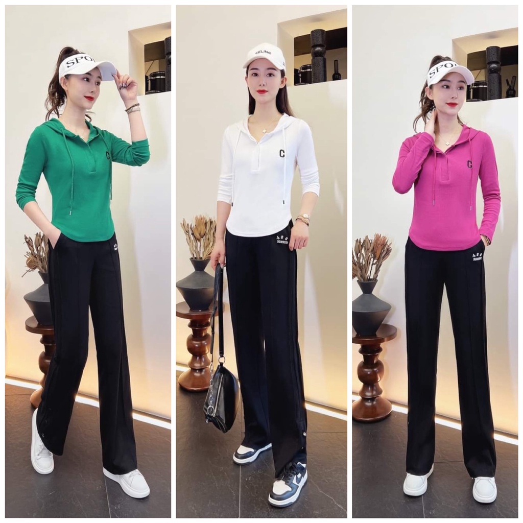 Set Bộ Thể Thao Thu Đông Chữ C Có Mũ SV42