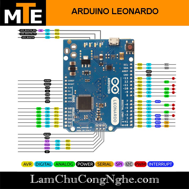 Mạch phát triển arduino Leonardo R3 giả lập cổng USB, chuột, bàn phím, tay cầm chơi game ...