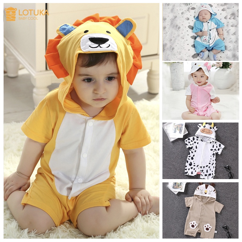 Bộ Body đùi kèm mũ, Body Thú cho Bé Trai Bé Gái chất cotton ngộ nghĩnh cho trẻ từ 3-12kg