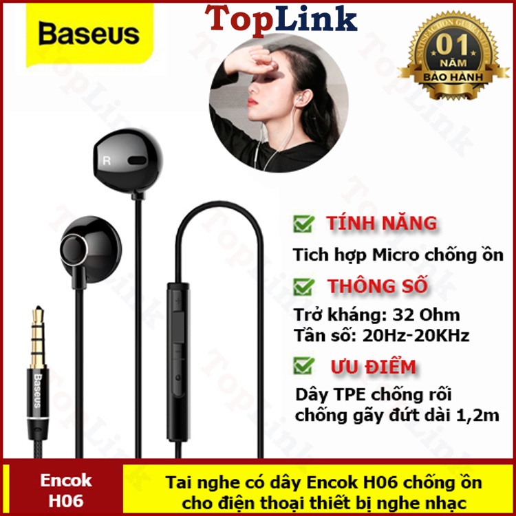 Tai Nghe Nhét Tai Baseus H06 Cổng 3.5mm Cho Âm Thanh Sống Động - TopLink