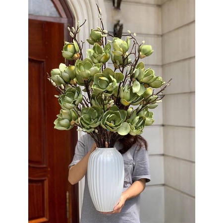 Hoa Giả 🌺 Hoa Mộc Lan 6 Bông Cánh Nhọn Cành Dài 120cm