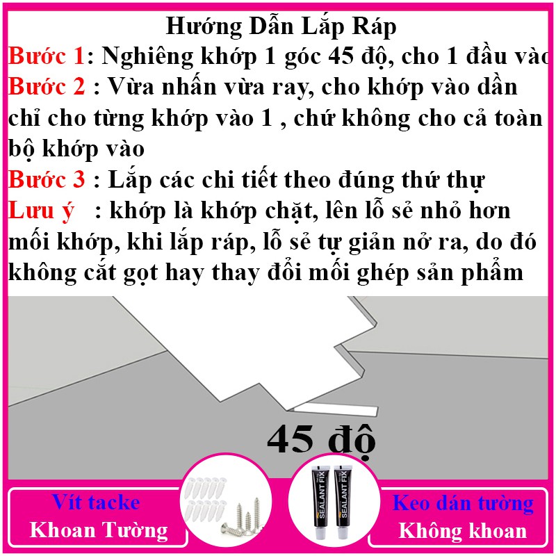 Kệ treo tường trang trí không cần khoan, chất liệu gỗ nhựa cao cấp màu trắng, decor không gian sống - a27