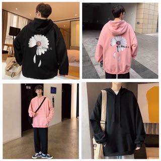 áo hoodie vải nỉ lót bông dày dặn thêu bông cúc