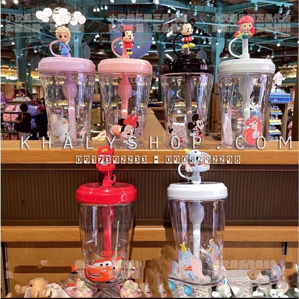 Ly uống nước có ống hút , hoạt tiết 3D nhựa Melamine Disney siêu xinh