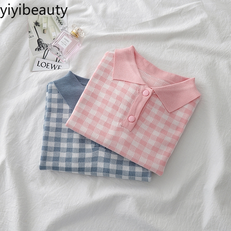 Áo Polo Ngắn Tay Họa Tiết Ca Rô Xinh Xắn Dành Cho Nữ | BigBuy360 - bigbuy360.vn