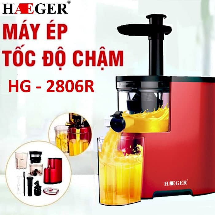 Máy ép trái cây, hoa quả  tốc độ chậm cao cấp Haeger HG-2806R Công suất: 350W - Chất liệu: Tritan, ABS, PC