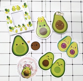 Sticker hình bơ 30-50 cái ép lụa có đề can bóc dán