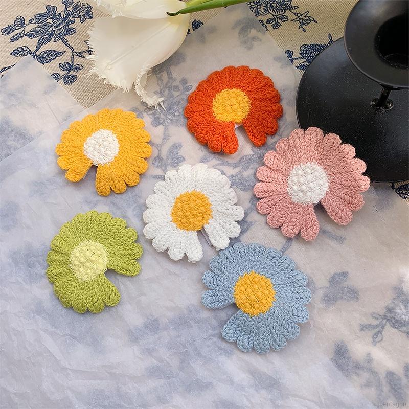 Kẹp Tóc Bb Đan Len Họa Tiết Hoa Cúc Dễ Thương Cho Bé Gái