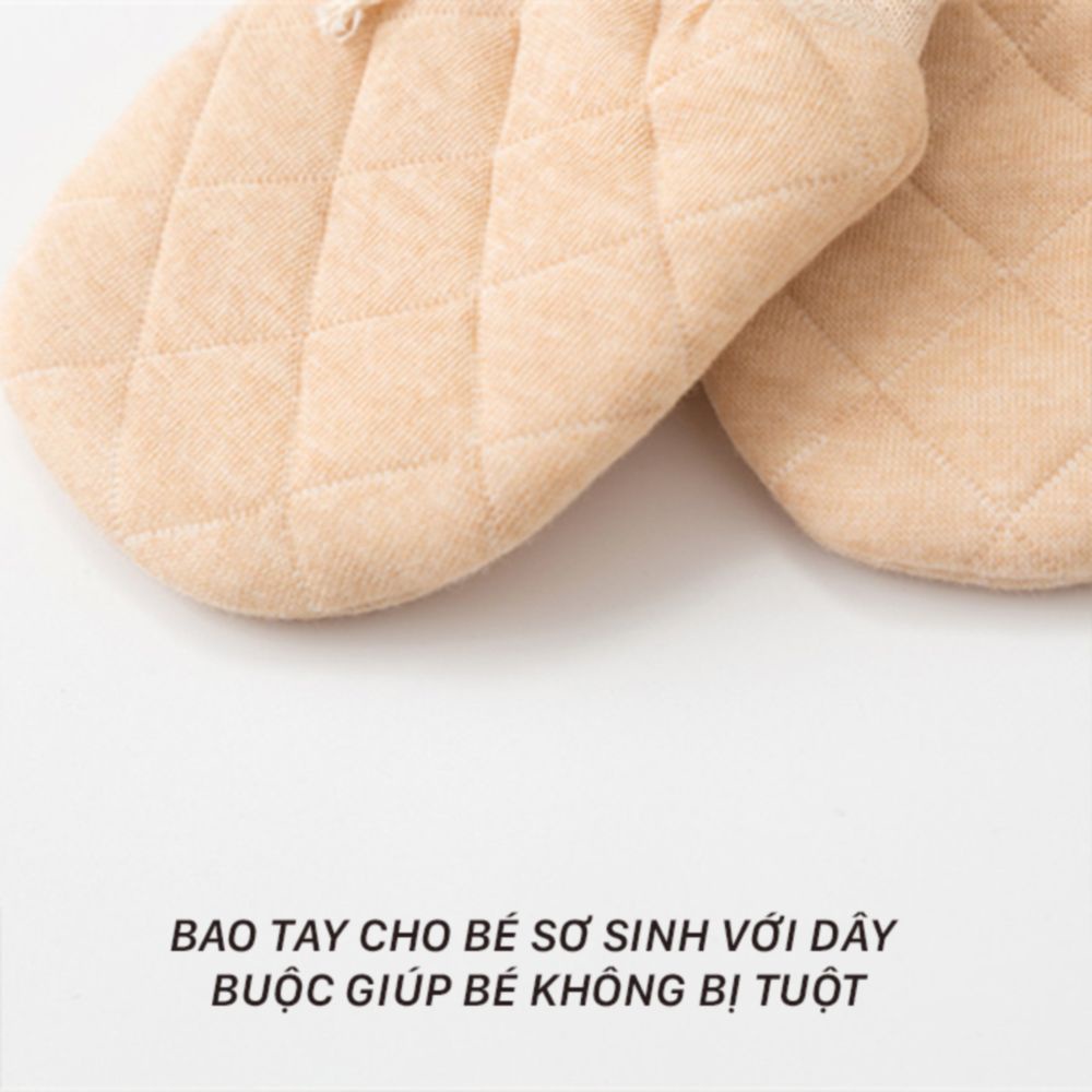 Bao tay cho bé sơ sinh, chất liệu 100% bông hữu cơ mềm mại chống xước cho bé (bao tay sơ sinh)