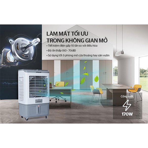 Quạt hơi nước Sunhouse SHD7739 45 lít chính hãng, quạt điều hoà, máy làm mát không khí - Hàng trưng bày - Điện máy Sunmy