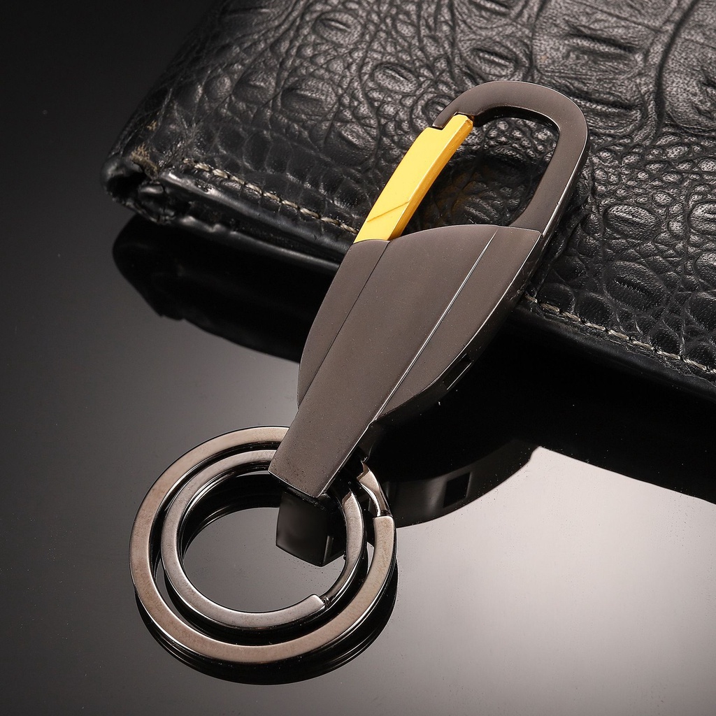 Móc khóa xe vòng thép đôi chất liệu thép không rỉ mẫu P52 - Size 2.5 x 8 cm - bền đẹp phong cách chắc chắn.