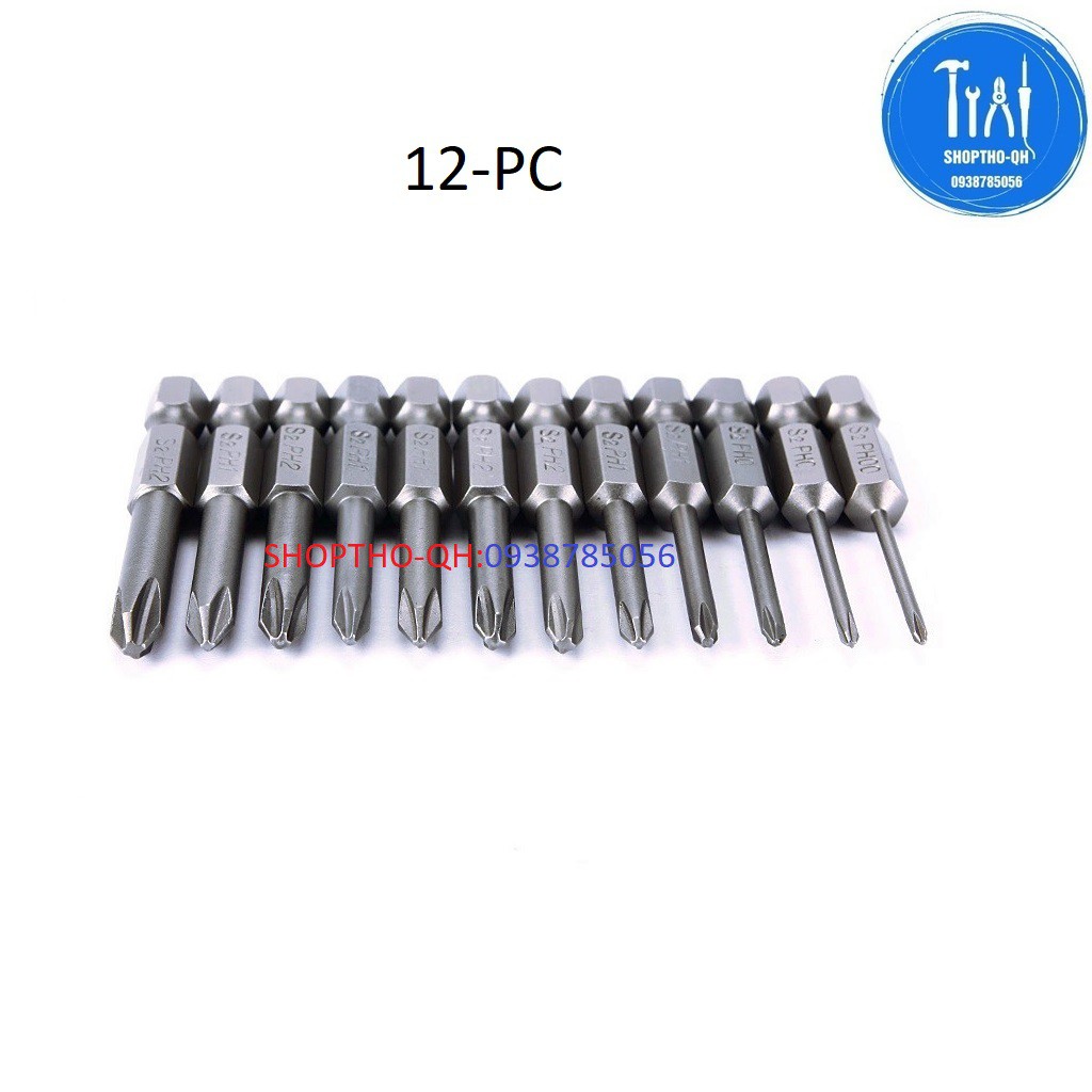 Bộ 12 đầu tua vít 4 cạnh có từ tính dài 50mm