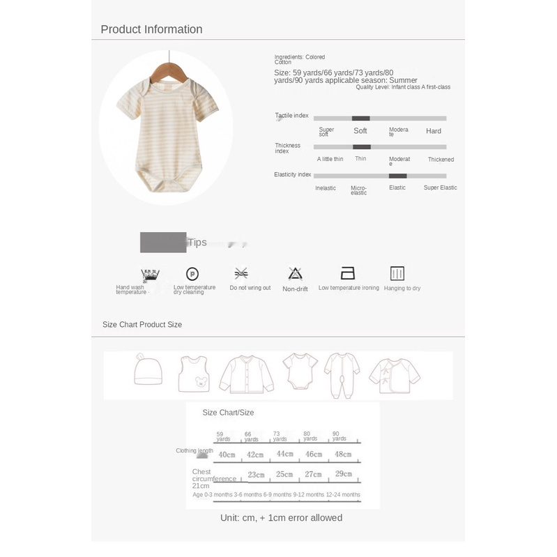 Áo liền quần Cotton NgắN Tay Kẻ SọC Cho Bé (0-18 TháNg)