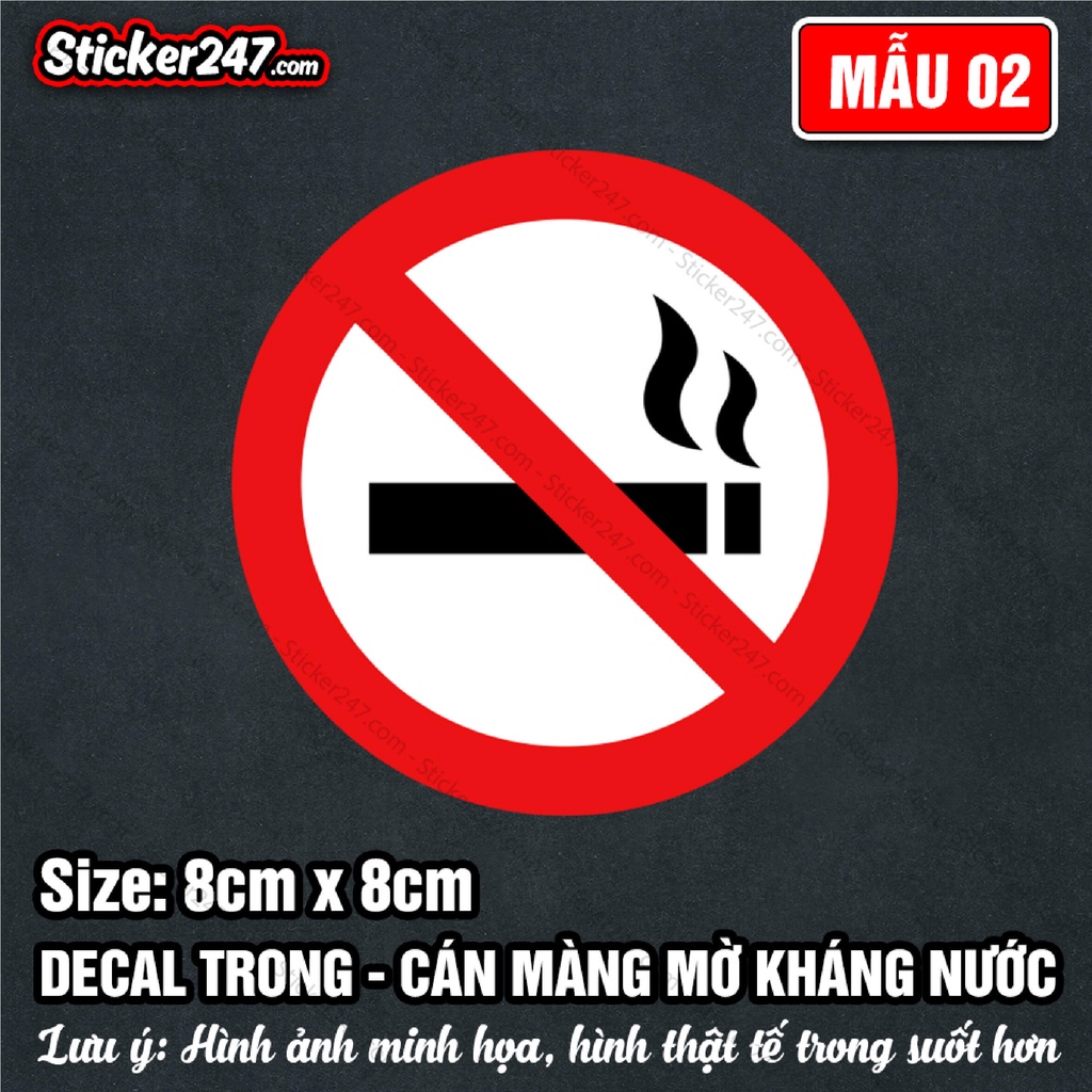Decal Dán Biển Báo No Smoking, Free Wifi, Cấm Ăn Uống, Push Pull... Sticker biển báo kháng nước dán kính, dán gỗ, tường