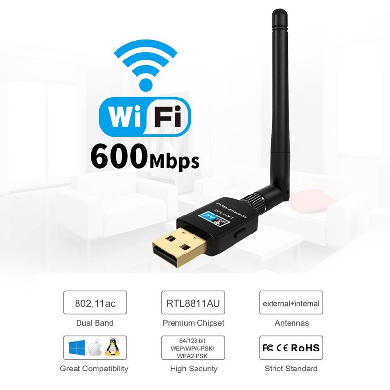 USB Wifi chuẩn mới 600Mbps có angten thu sóng cực mạnh