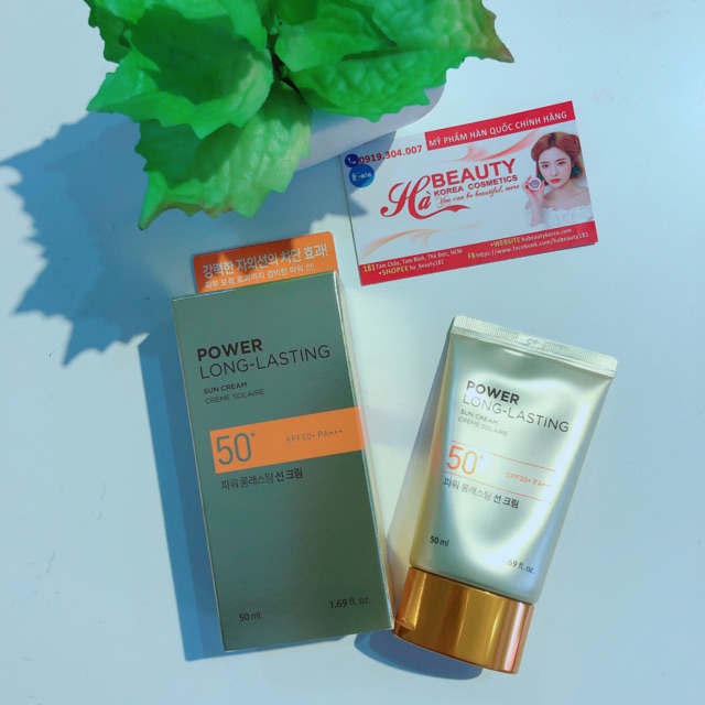 Kem chống nắng dưỡng da The Face Shop Hà Beauty trang điểm lâu trôi Natural Sun Eco Power Long Lasting SPF50+PA+++ 50ml | BigBuy360 - bigbuy360.vn