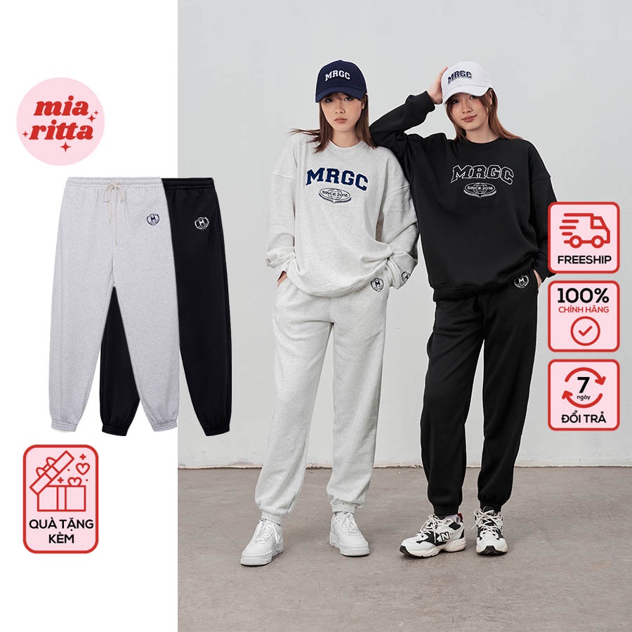 Quần jogger nỉ thêu MRGC quần nỉ bông chun bo gấu - Mia Ritta Q386