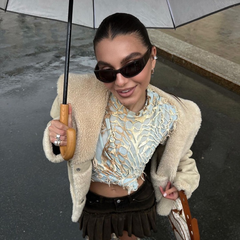 (JIUERBA) Kính Râm Mắt Mèo Thời Trang Phương Tây Phong Cách INS Retro