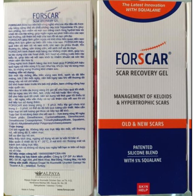 Gel Forscar – Giúp mờ sẹo lồi, sẹo thâm, sẹo lâu năm – Tuýp 10ml – Top1pharmacy
