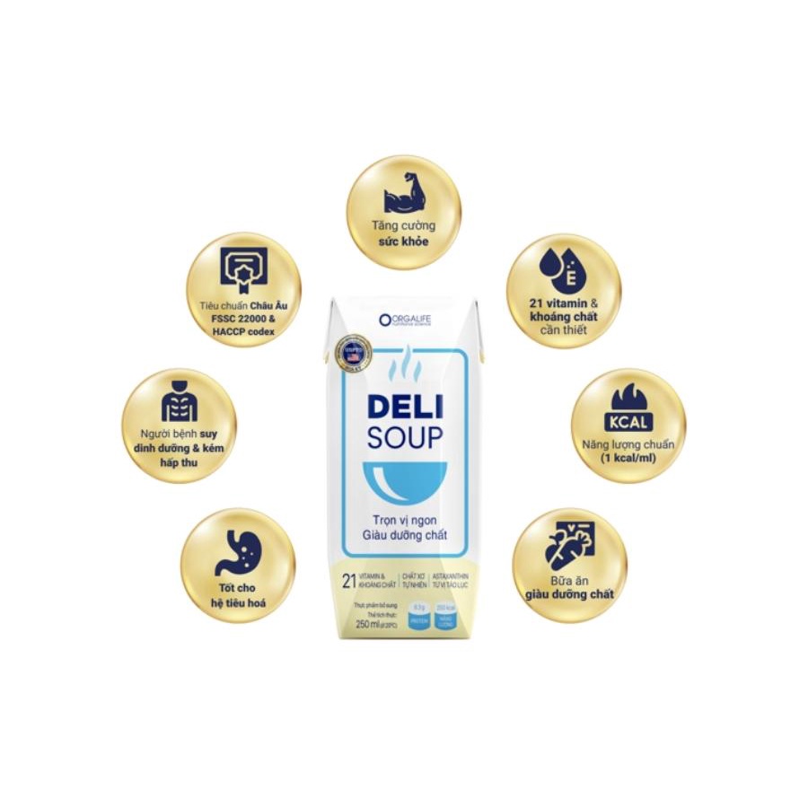 Thực phẩm dinh dưỡng DeliSoup (3 hộp x 250ml) – Hỗ trợ dinh dưỡng người suy dinh dưỡng, kém hấp thu
