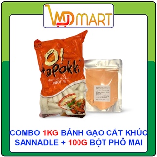 Bánh gạo hàn quốc cắt khúc Sanadle 1kg + 100g bột phô mai Hàn quốc