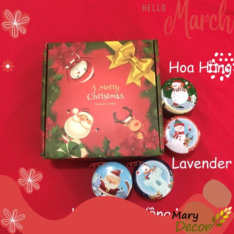 Hộp Quà Tặng Set 4 Nến Thơm Hoa Khô Thiên Nhiên CHỌN HƯƠNG -  Đã có set 4 nến noel số lượng giới hạn - Khách Sỉ inbox