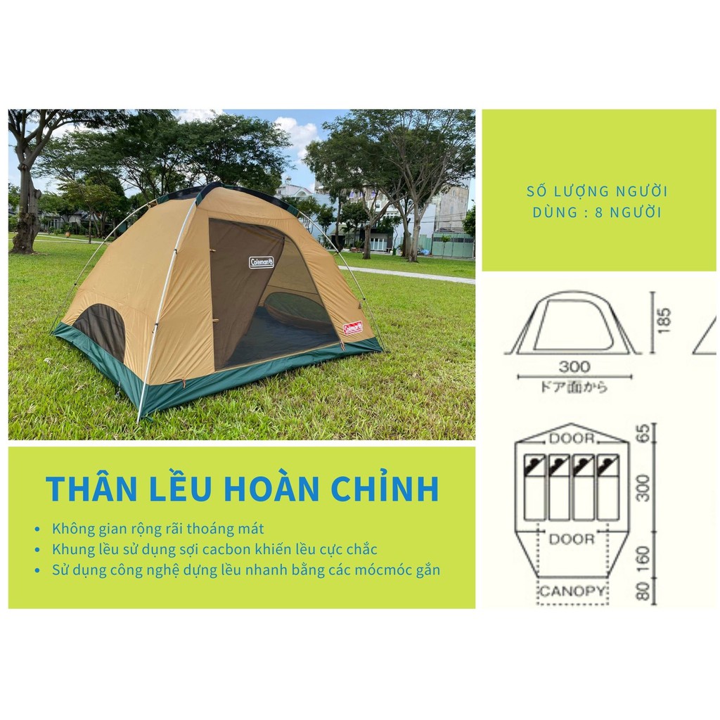 Lều Cắm Trại 8 Người Coleman Tough Dome 300 ( Nhật Xịn)- [💖Free ship Hoàn Kiếm, Long Biên💖]