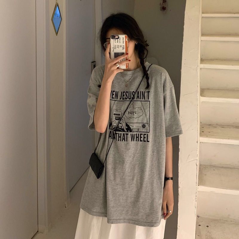 AMOI Áo Thun Tay Ngắn Dáng Rộng Phong Cách Thời Trang Hàn Quốc 2022