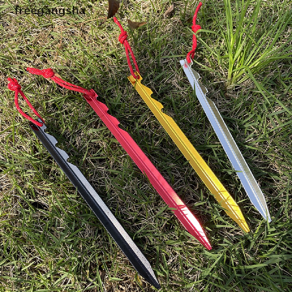 [FREG] 8pcs Tent Nail 18cm Outdoor Tent Camping Rope Nails Tent Aluminum Alloy Tent Peg FDH