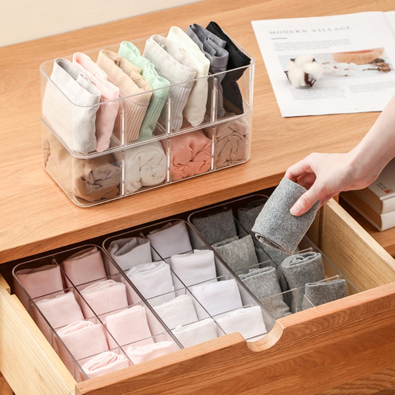 Khay đựng đồ lót/ vớ 4/ 8 ngăn acrylic trong suốt tiện lợi