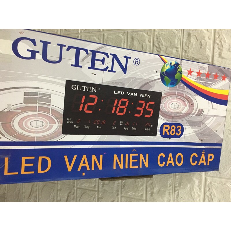 [ Hàng loại 1 ] Đồng Hồ Led Vạn Niên Guten R83 Treo Tường Chữ Đỏ