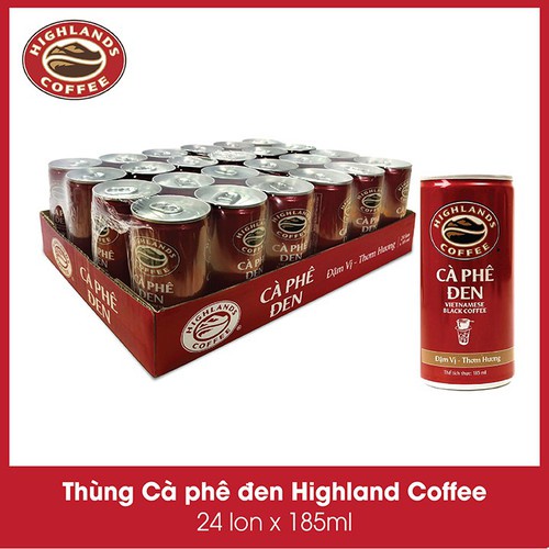 [Hỏa Tốc HCM]  Thùng 24 Lon Cà Phê Đen Highlands Coffee 185ml