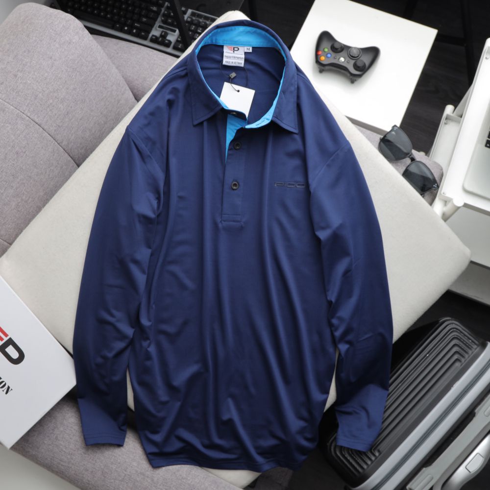 Áo thun thể thao nam dài tay cổ bẻ kiểu thun co giãn thoáng mát SPADT05 PigoFashion chọn màu