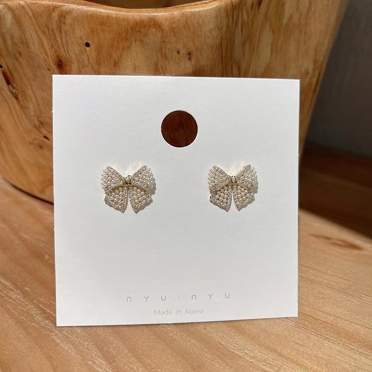 Bông Tai Hình Nơ Đính Ngọc Trai Sang Trọng 2022