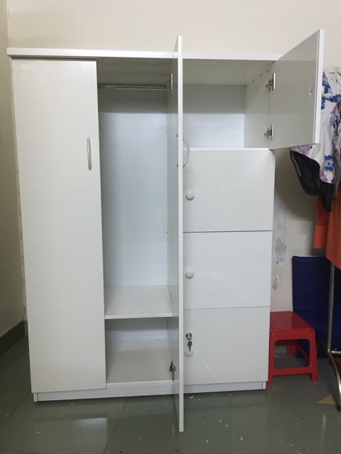 Tủ nhựa đài loan 2 cánh lớn 4 cánh nhỏ 105x145 trắng