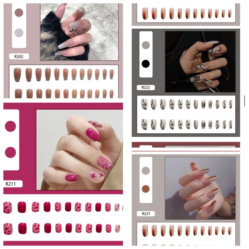 Móng tay dán đẹp làm nail kèm keo / R201- R220 /