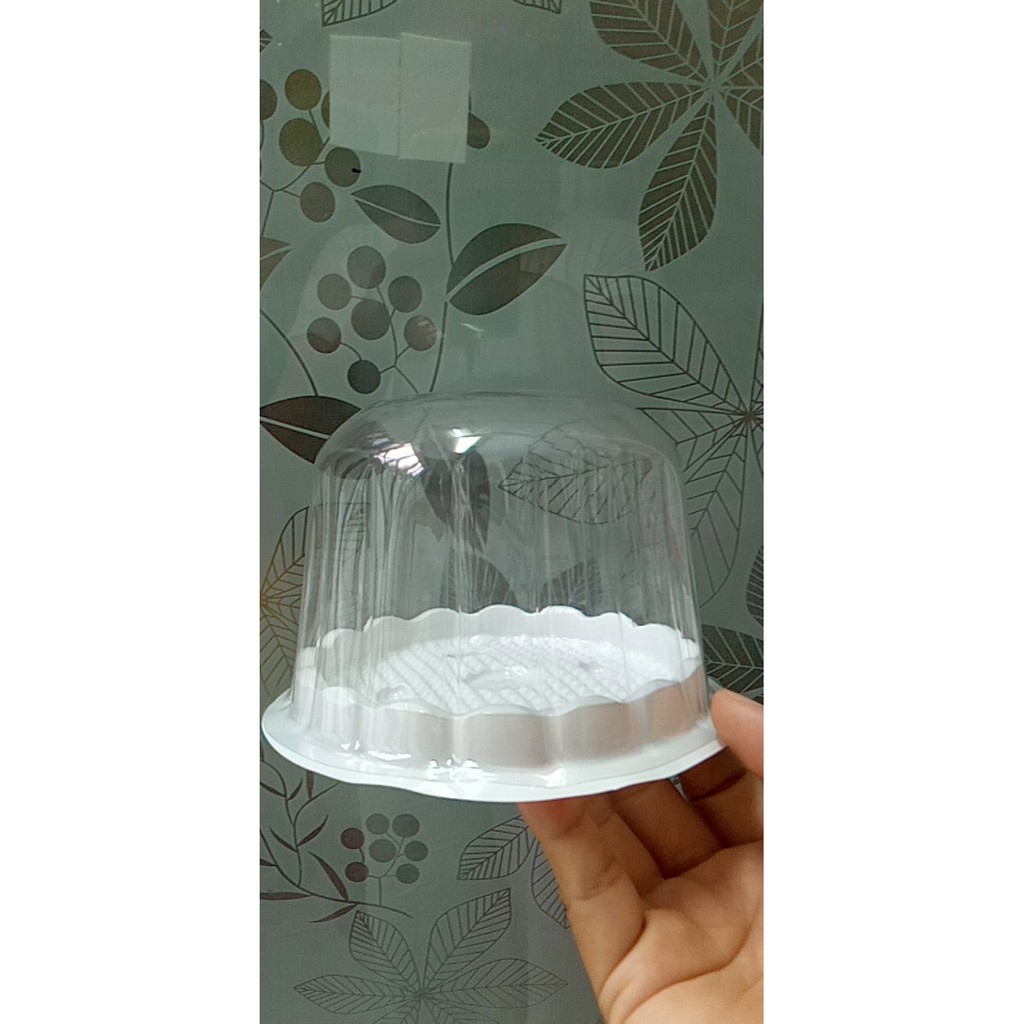 BỘ 20 hộp nhựa 12cm trắng nắp trong thấp và cao bầu đựng xôi và bánh trung thu nướng, bánh dẻo, bánh rau câu