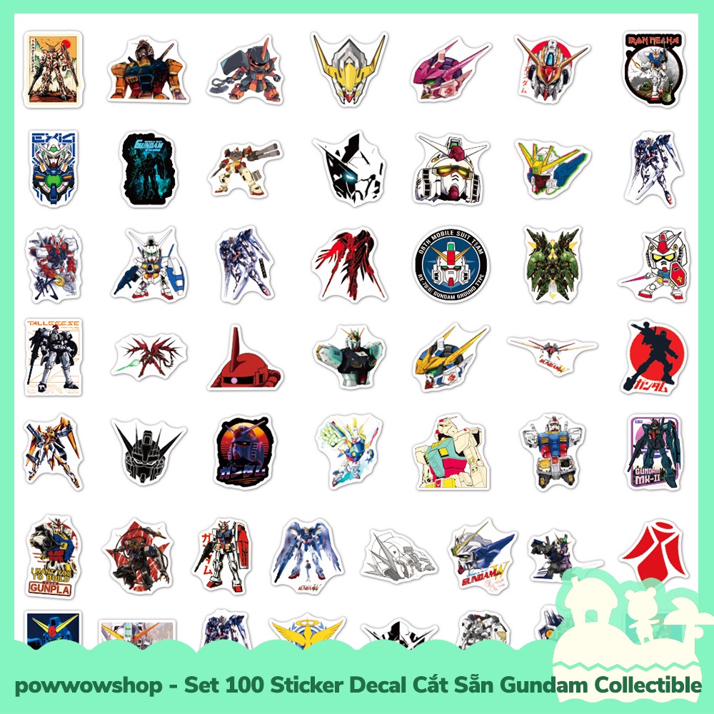 [Sẵn VN - Hỏa Tốc] Set 100 Sticker Mini Decal Dán Trang Trí Vật Dụng Mẫu Anime Manga Game Gundam Collectible