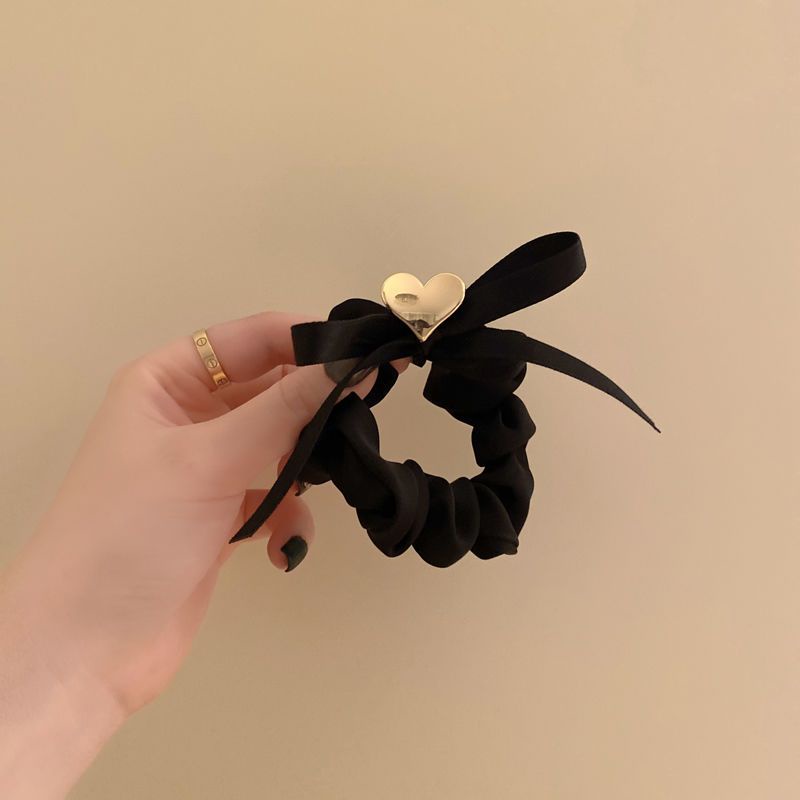 Dây Buộc Tóc Cao Su Thắt Nơ Ruy Băng Hình Trái Tim Kim Loại Cao Cấp Phong Cách Mới 2022 Dành Cho Bạn Nữ