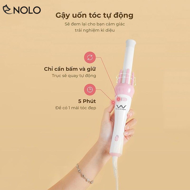 Dụng Cụ Làm Xoăn Tóc Tạo Kiểu Vivido JR022B Trục Uốn Làm Từ Chất Liệu Gốm Tourmaline