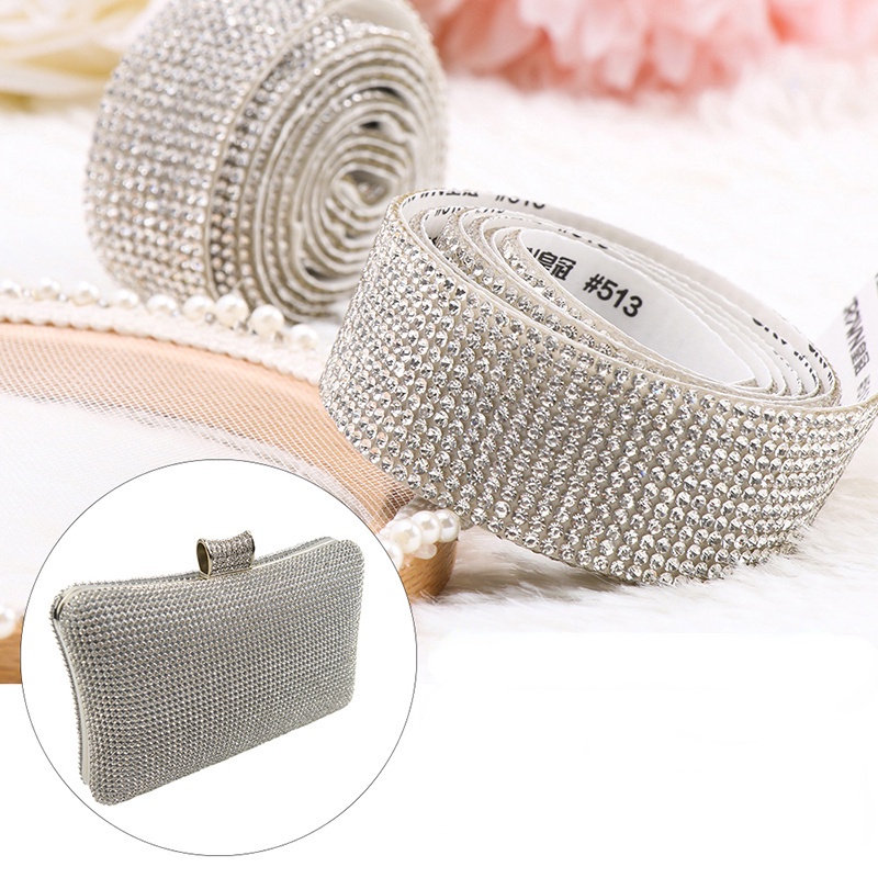 Cuộn Dây Ruy Băng Đính Đá Pha Lê Nhân Tạo 90Cm Dùng Trang Trí Điện Thoại/ Xe Hơi