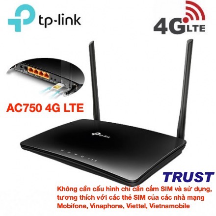 TP-Link AC 750Mbps Bộ Phát WiFi 3G/4G LTE Wi-Fi Băng tần kép -Archer MR200 - Hàng Chính Hãng