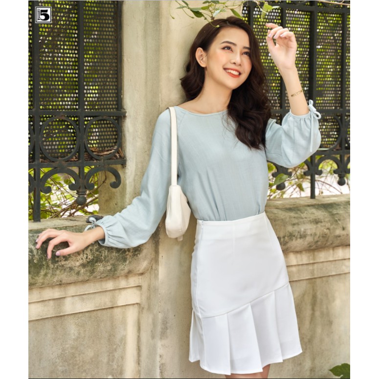 Chân váy công sở dáng đuôi cá xếp ly lệch thân Twentyfive Fashion T338